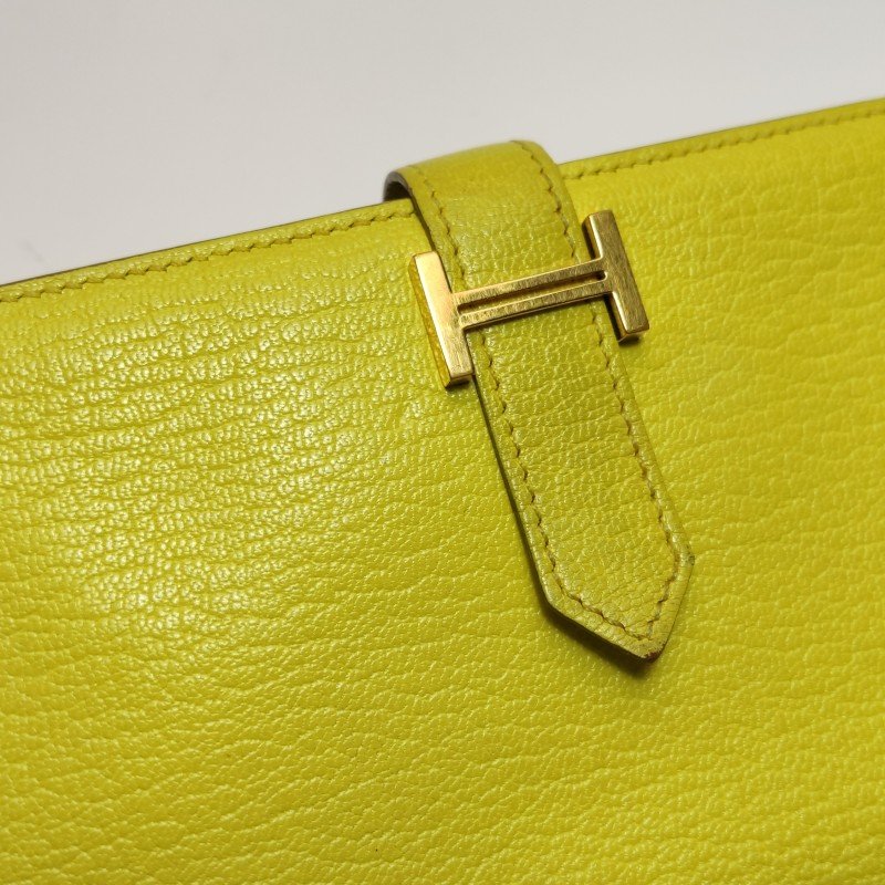 Hermes Bearn小號羊皮純色標誌H袢帶皮夾-9