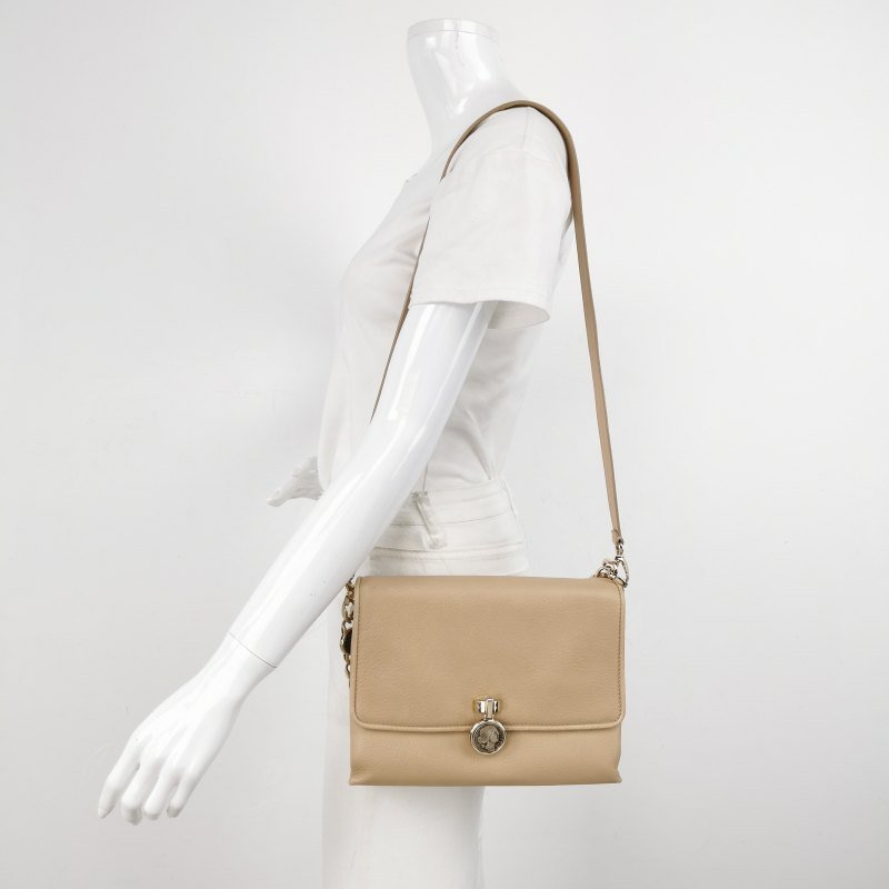 Bvlgari牛皮純色金屬扣單肩包-1