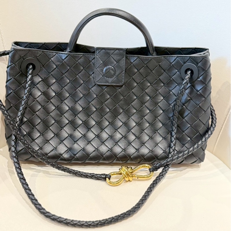 Bottega Veneta✨BV橫版Andiamo系列 Intrecciato編織磁釦手提包斜背包肩背包-1