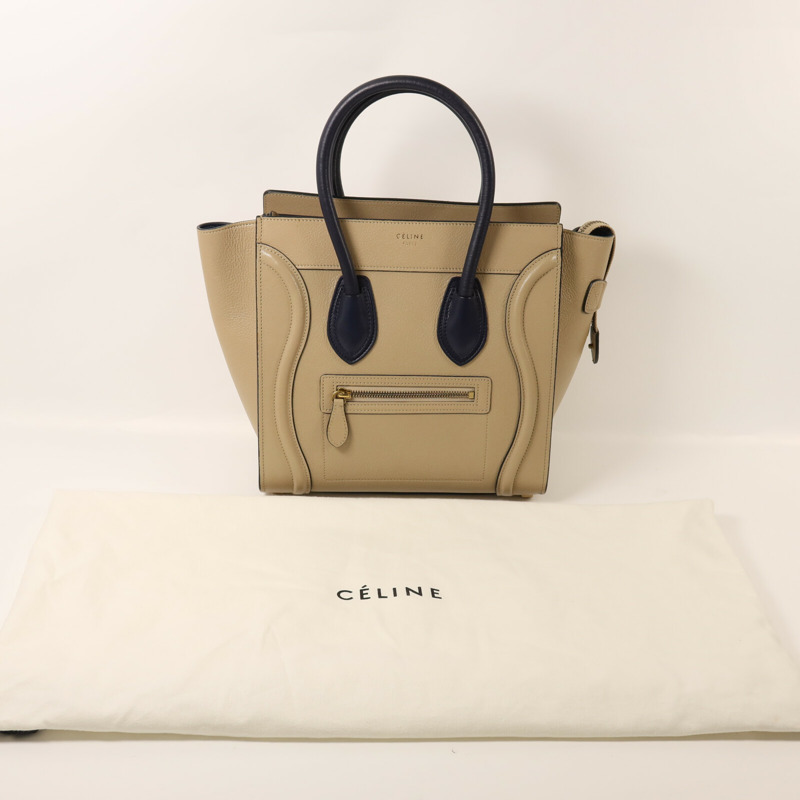 CELINE 牛皮皮革Micro Luggage金扣手挽袋-9