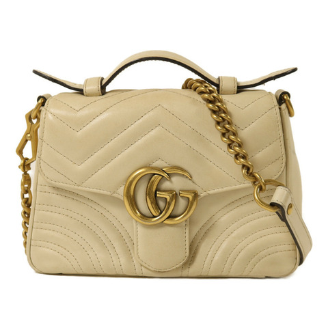 GUCCI 牛皮皮革GG Marmont金扣鏈帶手挽肩背兩用袋