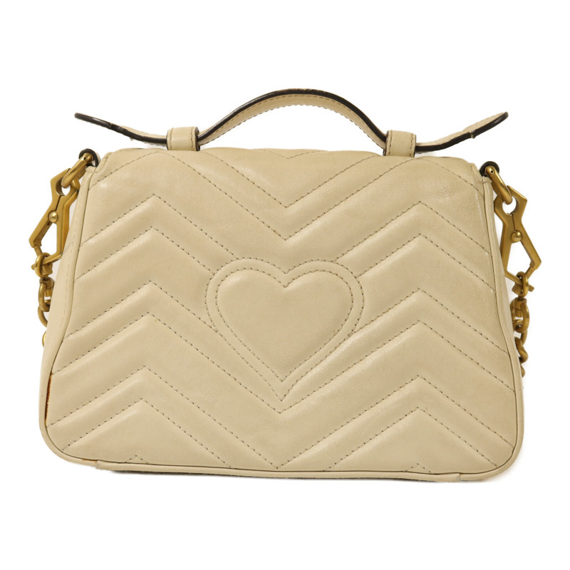 GUCCI 牛皮皮革GG Marmont金扣鏈帶手挽肩背兩用袋-1