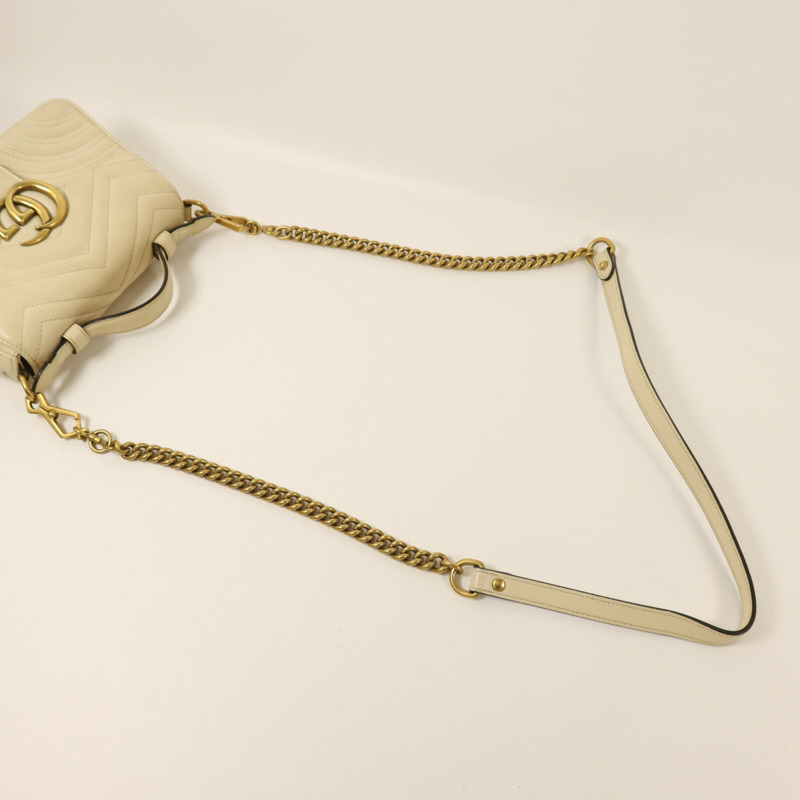 GUCCI 牛皮皮革GG Marmont金扣鏈帶手挽肩背兩用袋-8