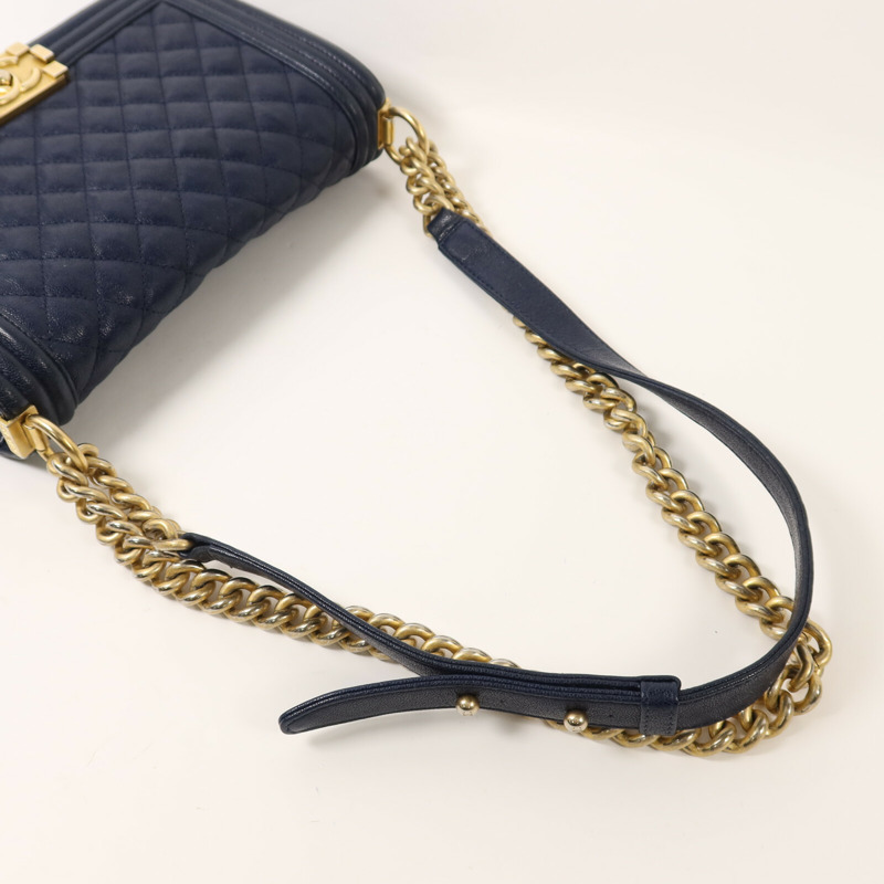CHANEL 牛皮皮革Boy 25金扣鏈帶肩背袋-7