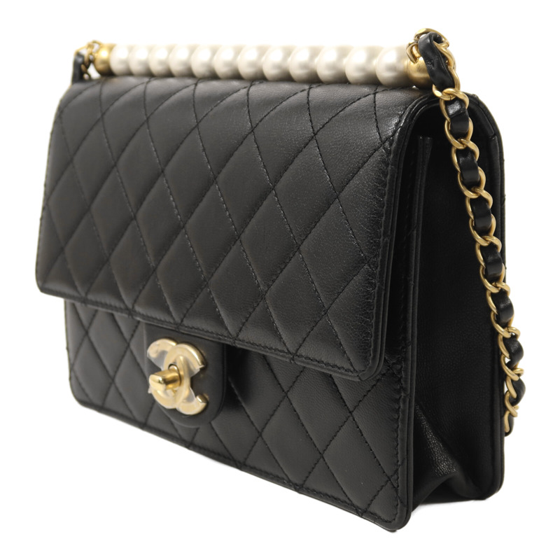 CHANEL 羊皮皮革Chain Shoulder金扣鏈帶肩背袋-2