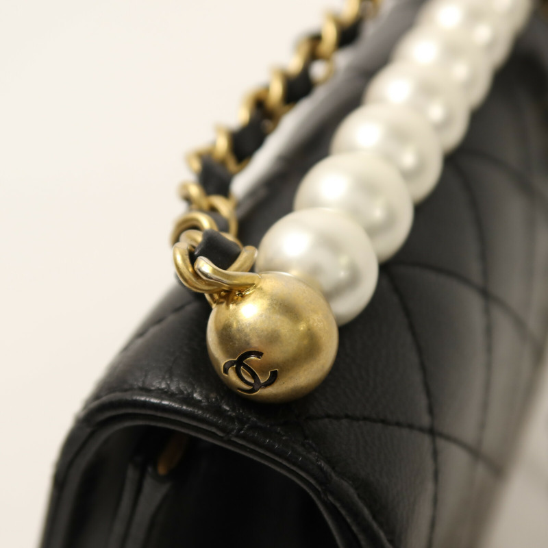 CHANEL 羊皮皮革Chain Shoulder金扣鏈帶肩背袋-9