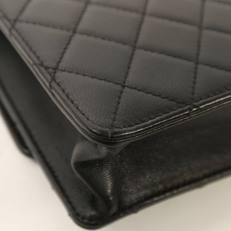 CHANEL 羊皮皮革Chain Shoulder金扣鏈帶肩背袋-12