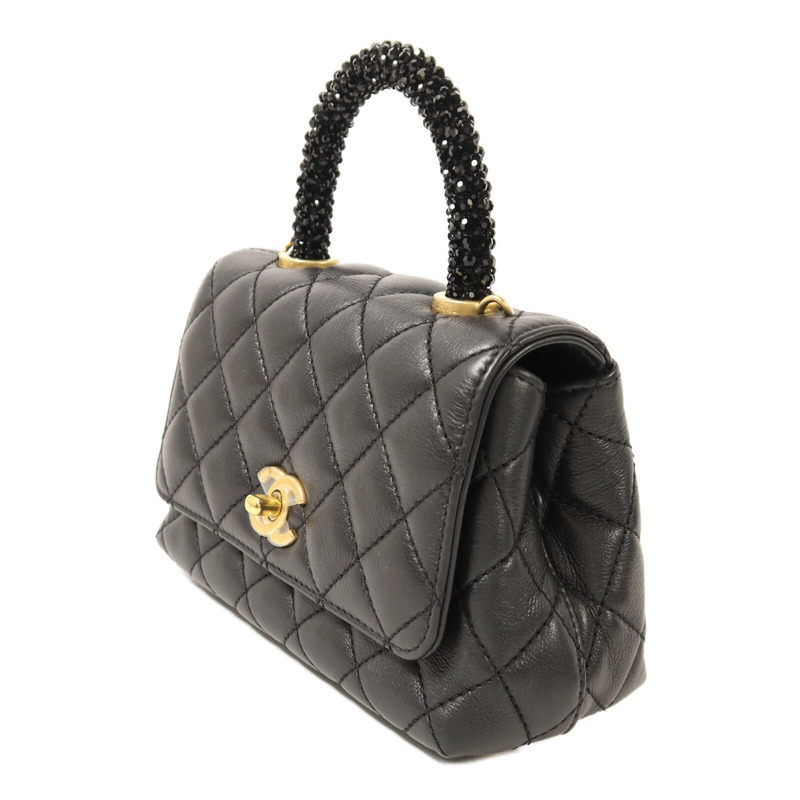 CHANEL 牛皮皮革Coco Handle Mini金扣鏈帶手挽肩背兩用袋-2