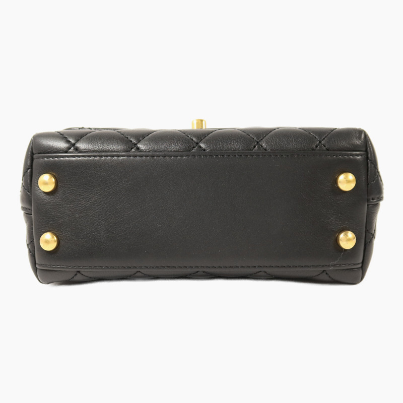 CHANEL 牛皮皮革Coco Handle Mini金扣鏈帶手挽肩背兩用袋-3