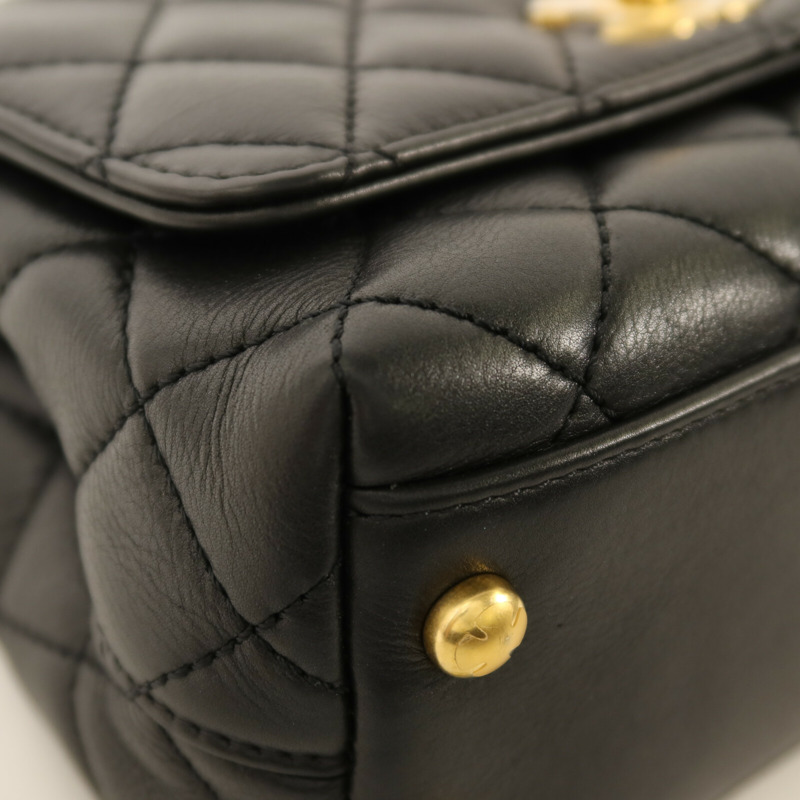 CHANEL 牛皮皮革Coco Handle Mini金扣鏈帶手挽肩背兩用袋-10