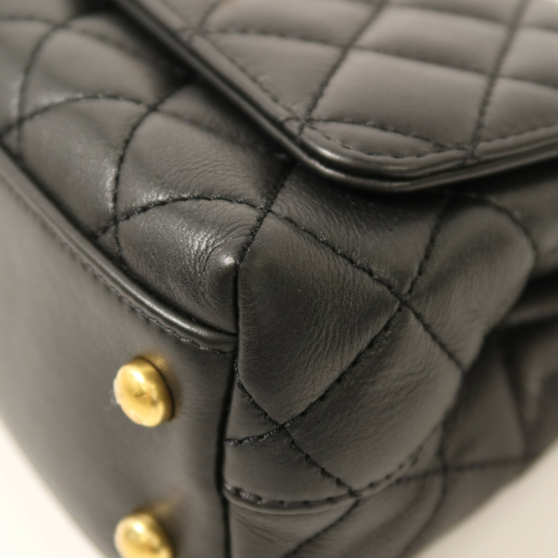 CHANEL 牛皮皮革Coco Handle Mini金扣鏈帶手挽肩背兩用袋-11