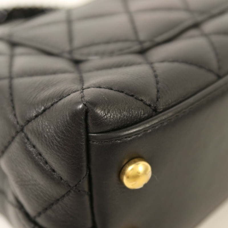 CHANEL 牛皮皮革Coco Handle Mini金扣鏈帶手挽肩背兩用袋-12