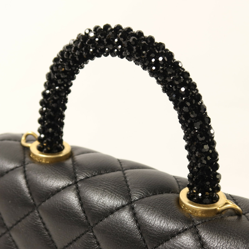 CHANEL 牛皮皮革Coco Handle Mini金扣鏈帶手挽肩背兩用袋-14