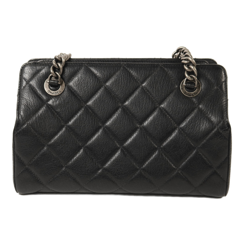 CHANEL 牛皮皮革Chain Shoulder銀扣鏈帶肩背袋-1