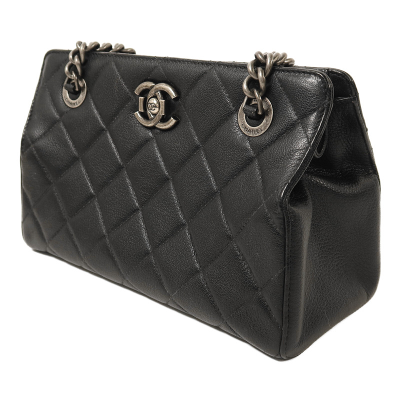 CHANEL 牛皮皮革Chain Shoulder銀扣鏈帶肩背袋-2