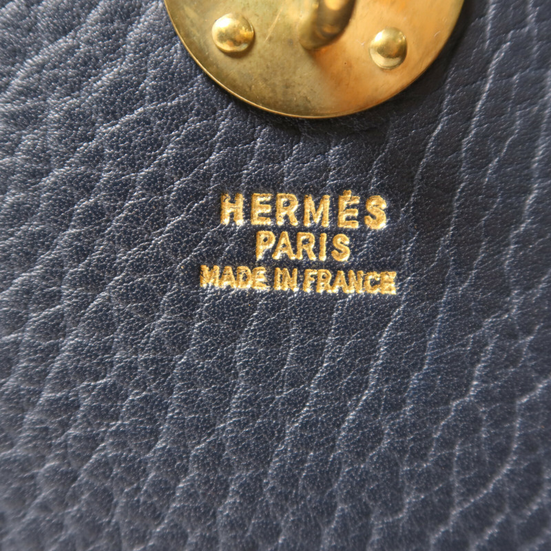 HERMES Ardennes皮革Rudy金扣手挽肩背兩用袋Navy-5