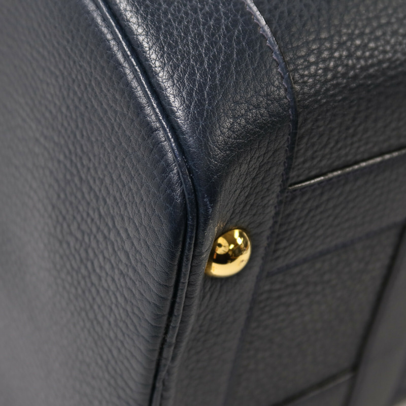 HERMES Ardennes皮革Rudy金扣手挽肩背兩用袋Navy-10