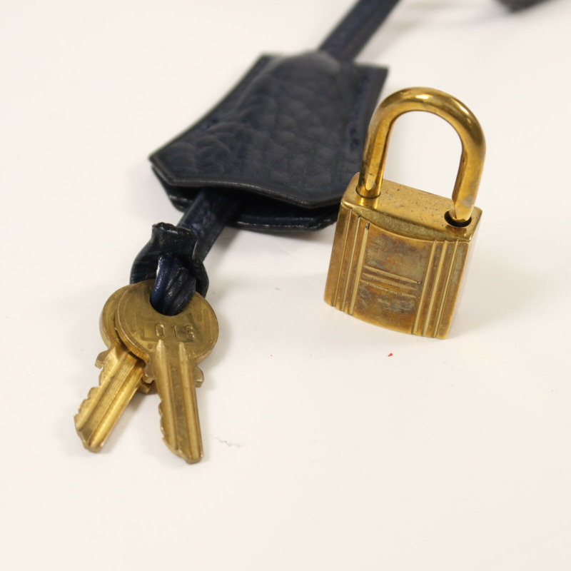 HERMES Ardennes皮革Rudy金扣手挽肩背兩用袋Navy-14