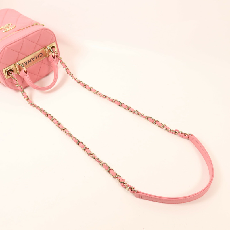 CHANEL 羊皮皮革Trendy CC Vantiy Case金扣鏈帶手挽肩背兩用袋-7