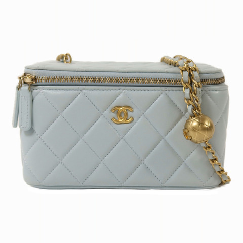 CHANEL 羊皮皮革Vanity Case金扣鏈帶肩背袋