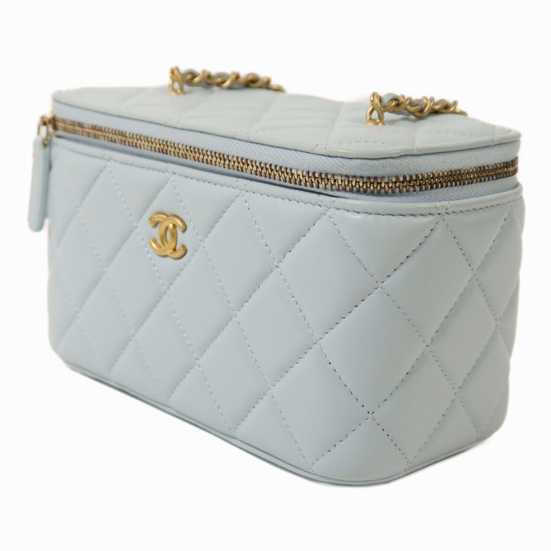 CHANEL 羊皮皮革Vanity Case金扣鏈帶肩背袋-2