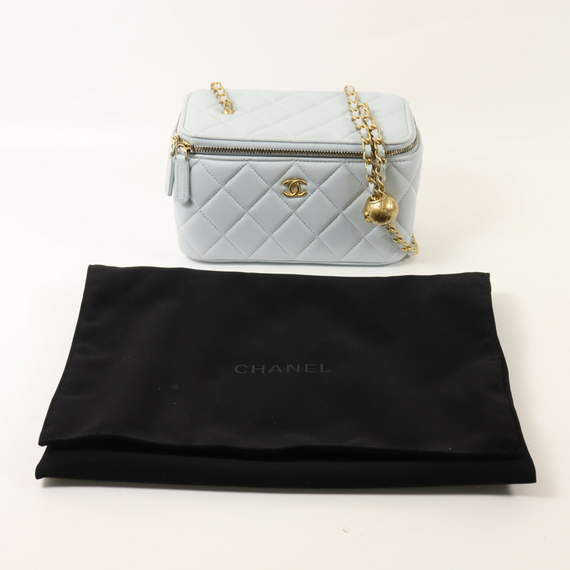 CHANEL 羊皮皮革Vanity Case金扣鏈帶肩背袋-8