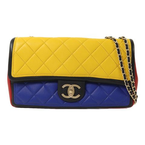 CHANEL 羊皮皮革Chain Shoulder金扣鏈帶肩背袋