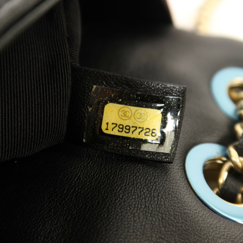 CHANEL 羊皮皮革Chain Shoulder金扣鏈帶肩背袋-6