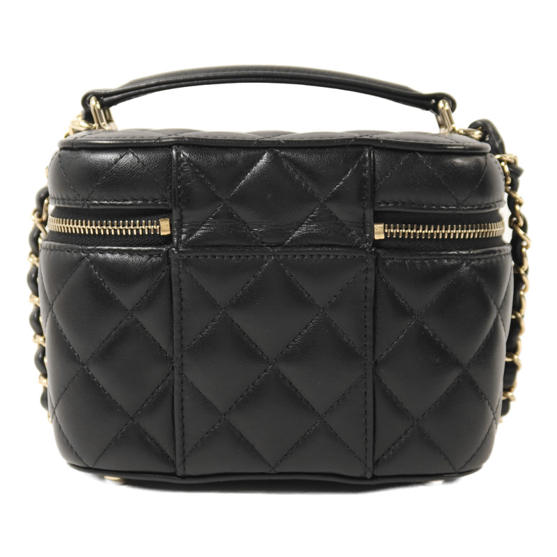 CHANEL 羊皮皮革Vanity Case金扣鏈帶手挽肩背兩用袋-1