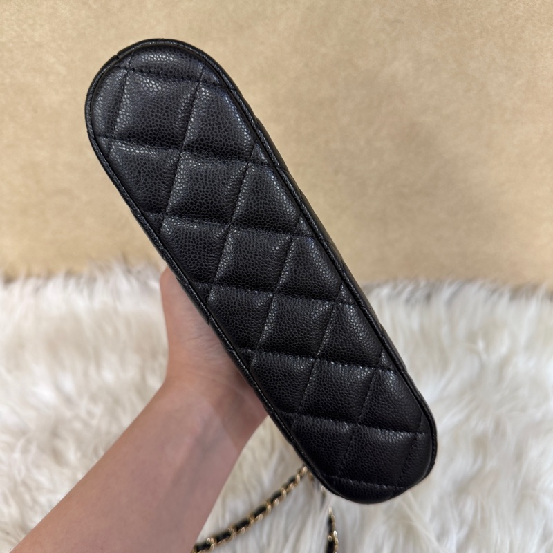 [ 24年全新全配未使用 ］Chanel 黑金荔枝皮鏈帶貝殼包 鏈帶晚宴包-2