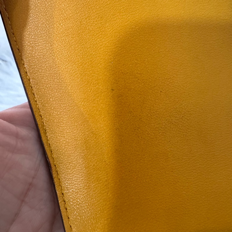 Hermes 芥末黃牛皮銀釦卡包 2002-25