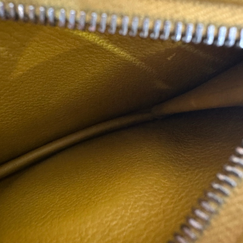 Hermes 芥末黃牛皮銀釦卡包 2002-43