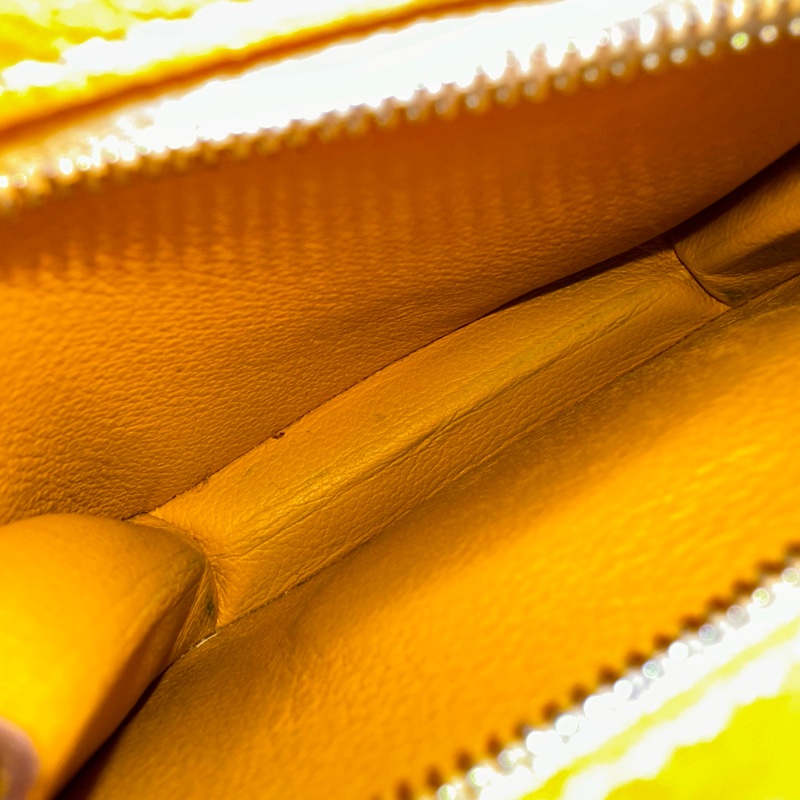 Hermes 芥末黃牛皮銀釦卡包 2002-45