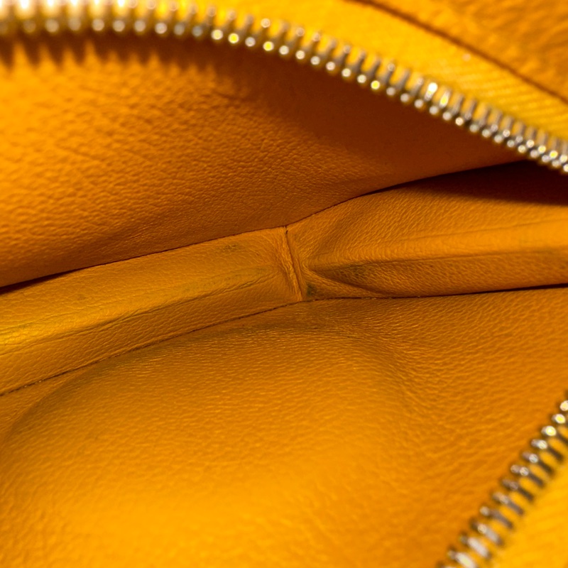 Hermes 芥末黃牛皮銀釦卡包 2002-46