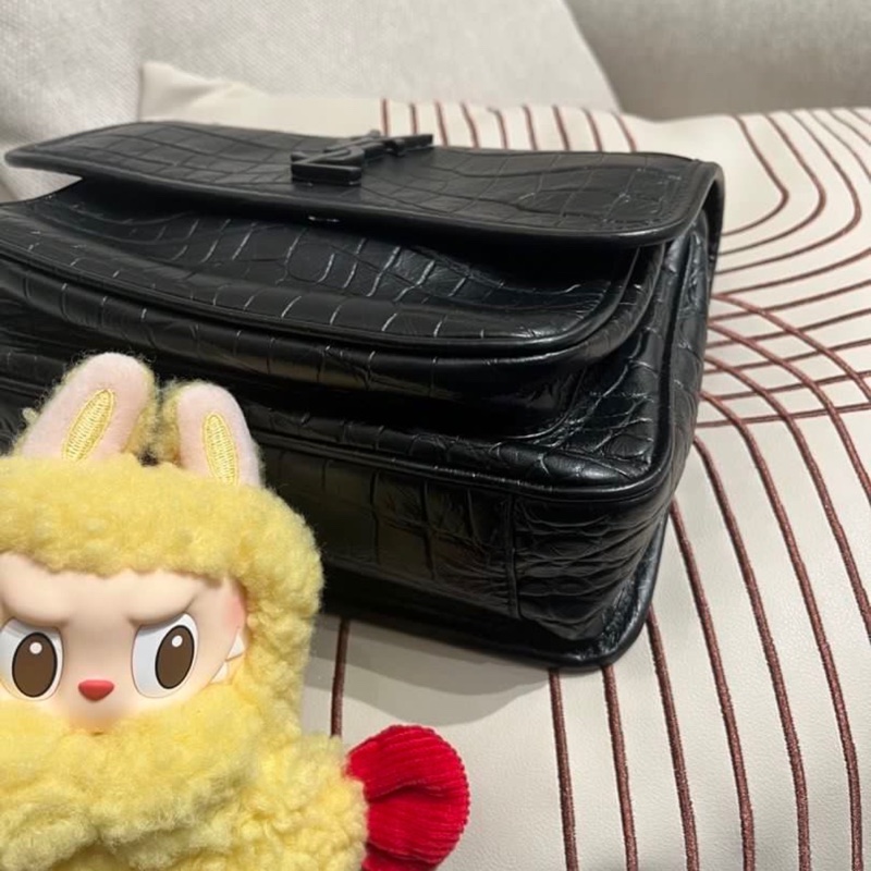 YSL Niki 黑色鱷魚壓紋-8
