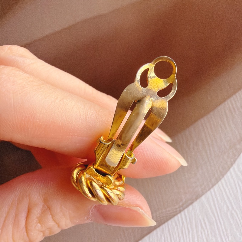 Celine 思琳 鍍金麻花仿珍珠耳夾 耳環-9