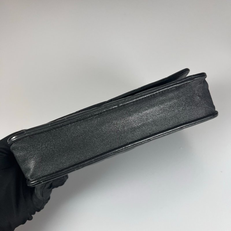 CHANEL CF銀扣WOC鍊包 黑羊皮 16開-4