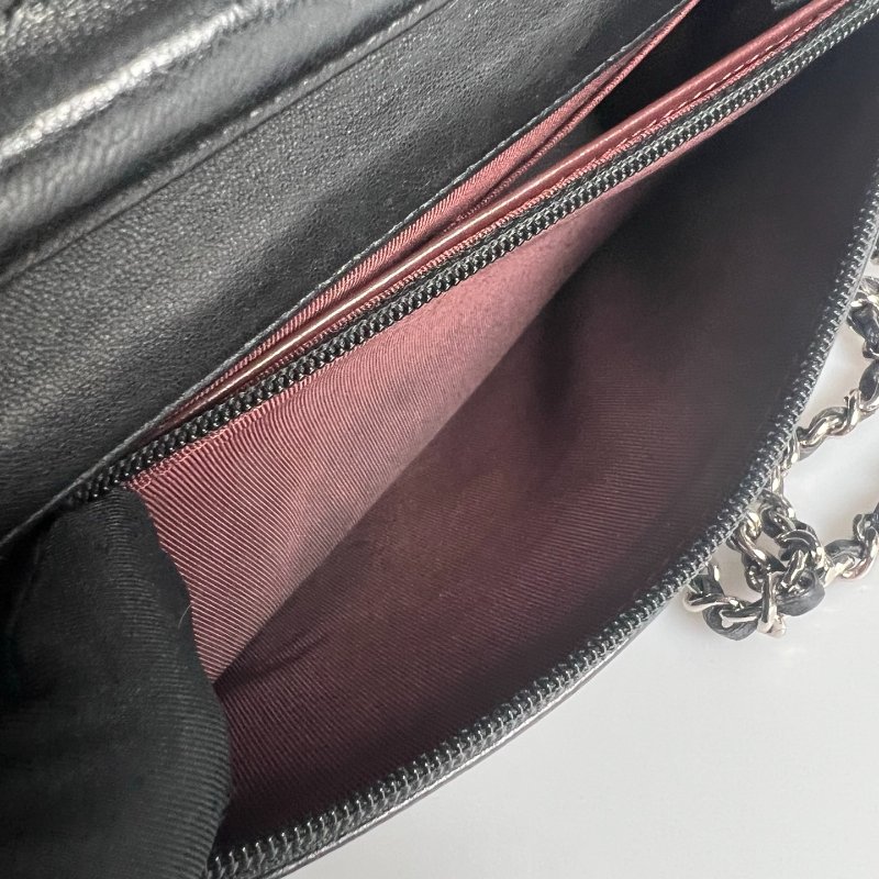 CHANEL CF銀扣WOC鍊包 黑羊皮 16開-7