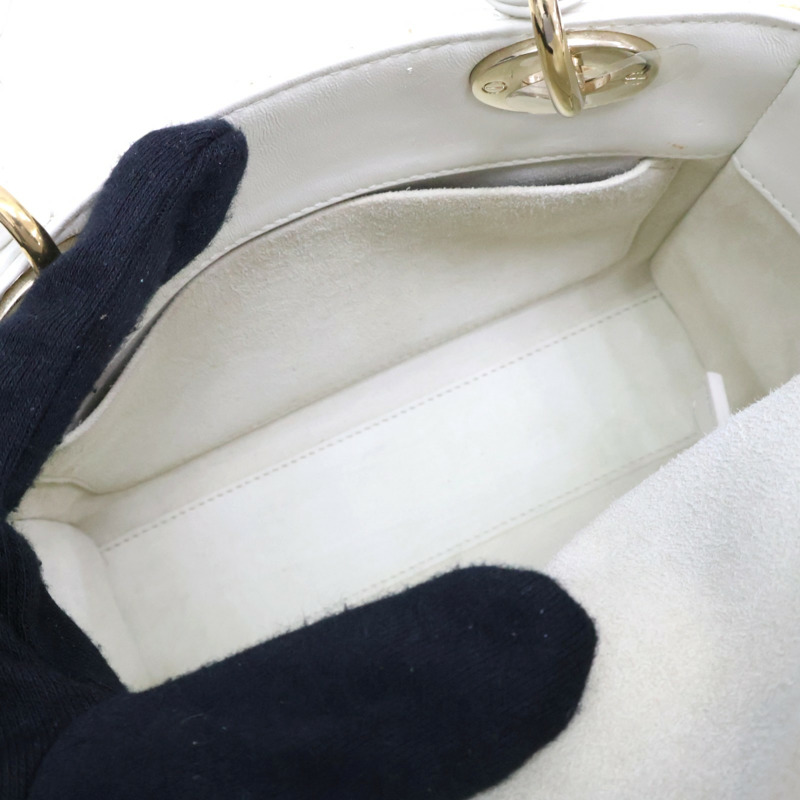 米白色 羊皮 Lady Dior Small 兩用包 情人節限定【Dior 迪奧 】 M0538ONGH-4