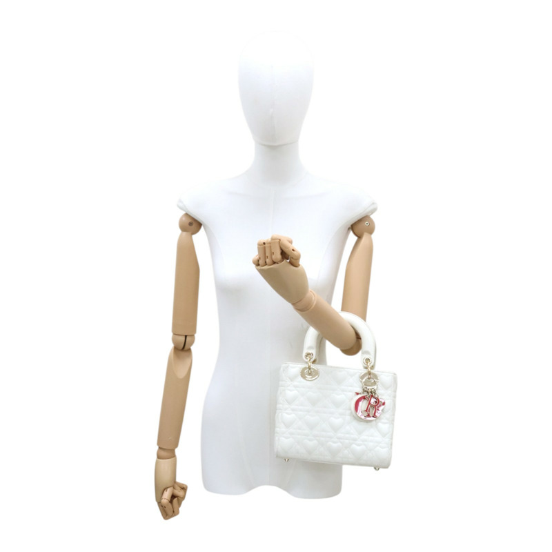 米白色 羊皮 Lady Dior Small 兩用包 情人節限定【Dior 迪奧 】 M0538ONGH-10