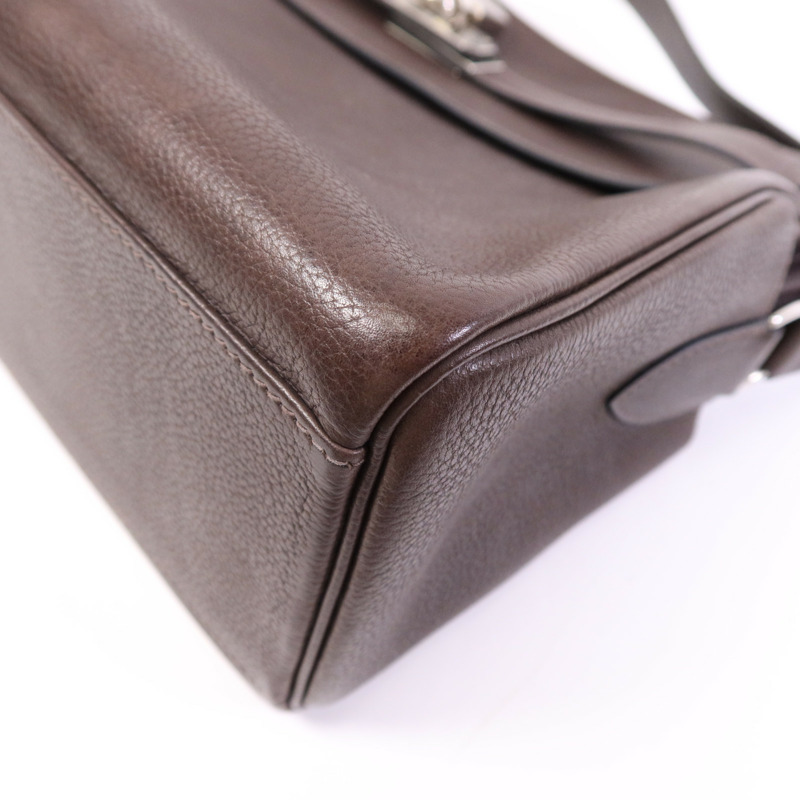 HERMES Barenia皮革Kelly Messenger GM銀扣肩背袋Rouge H-4