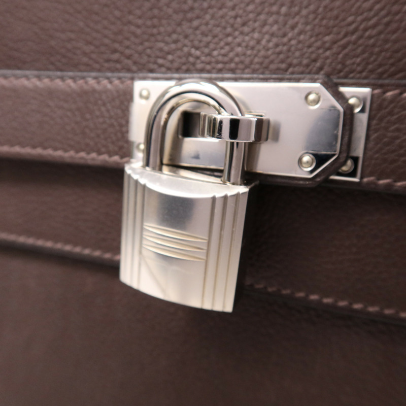 HERMES Barenia皮革Kelly Messenger GM銀扣肩背袋Rouge H-8