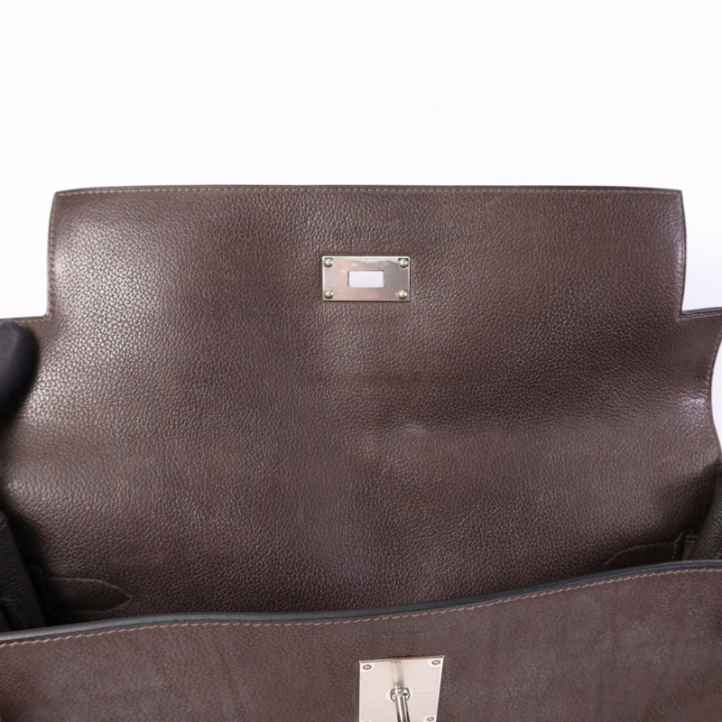 HERMES Barenia皮革Kelly Messenger GM銀扣肩背袋Rouge H-15