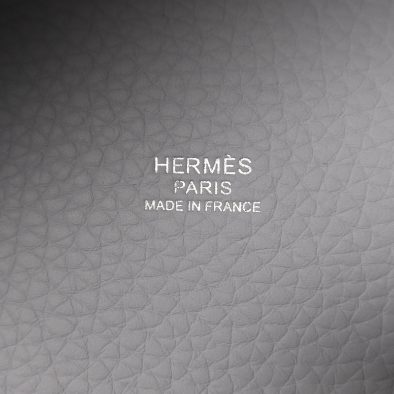 HERMES Clemence皮革Picotin PM銀扣手挽袋Bleu Pale-5