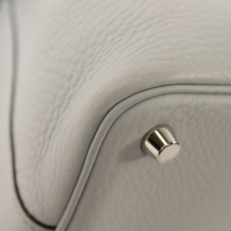 HERMES Clemence皮革Picotin PM銀扣手挽袋Bleu Pale-10