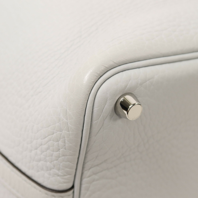 HERMES Clemence皮革Picotin PM銀扣手挽袋Bleu Pale-12