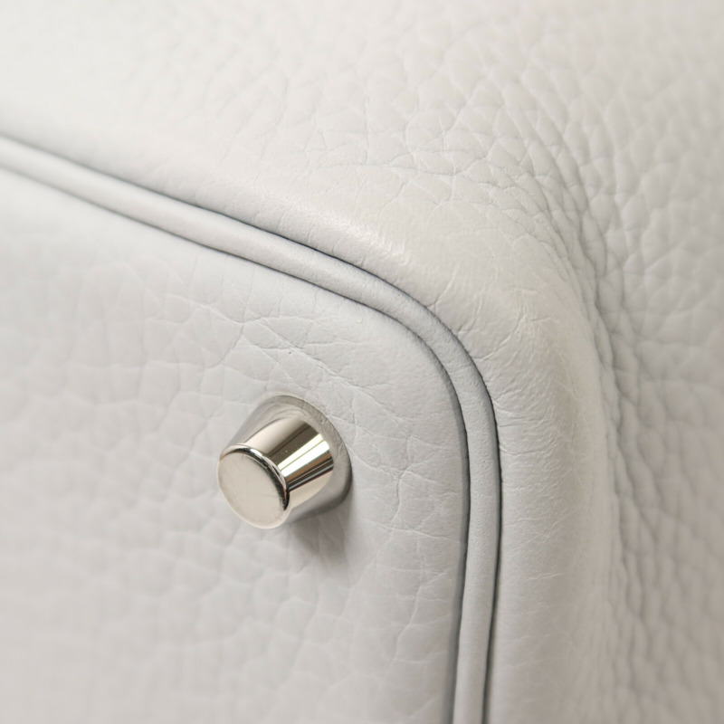 HERMES Clemence皮革Picotin PM銀扣手挽袋Bleu Pale-13