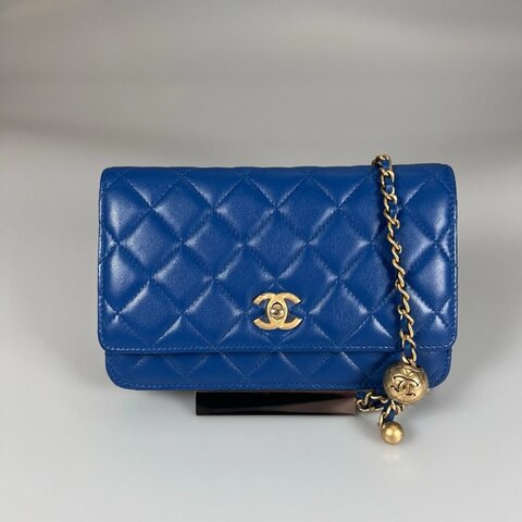 CHANEL CF金球WOC鍊包 藍羊皮 29開