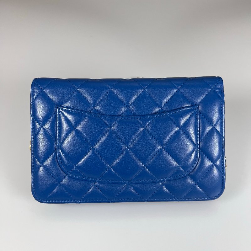 CHANEL CF金球WOC鍊包 藍羊皮 29開-1