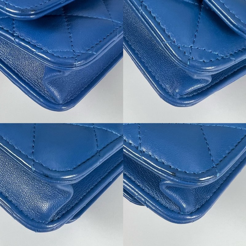 CHANEL CF金球WOC鍊包 藍羊皮 29開-12